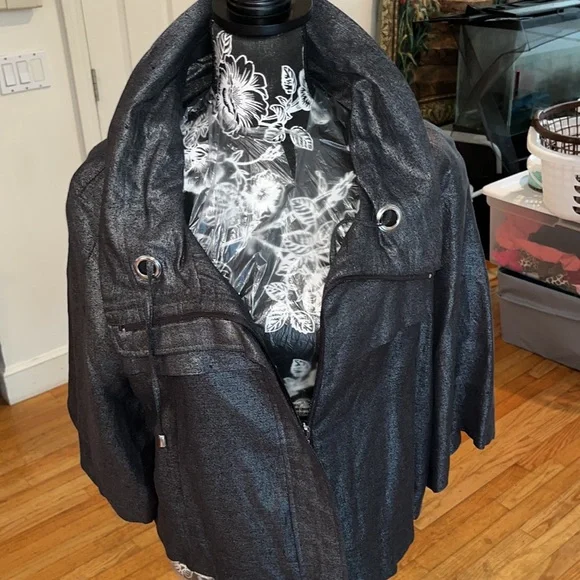 Sandro Sportswear  size XL black very dark metallic gray jacket with 3/4 sleeve - Picture 4 of 16